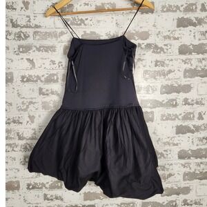 Forever 21 Mini Dress‎ Large Black Spaghetti Strap Sleeveless Bubble Hem Party